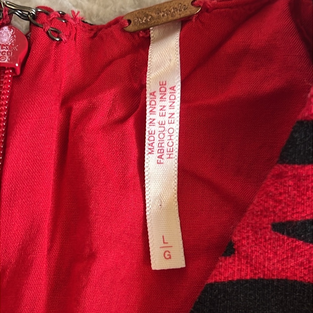 Free People Cecil Halter‎ Mini Dress Red Black Print Size L - Picture 10 of 11